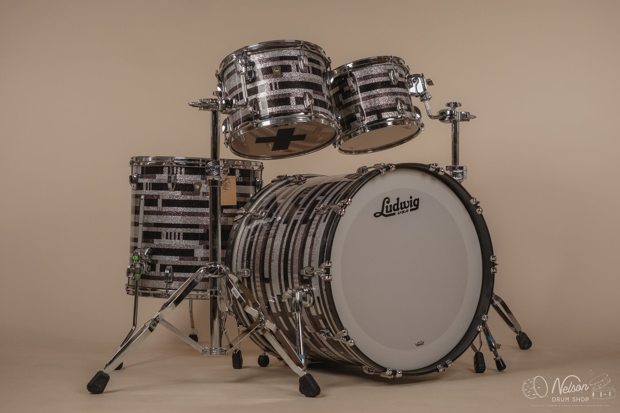Used Ludwig Classic Maple MOD Outfit in Digital Sparkle - 18x22, 16x16, 9x12, 8x10