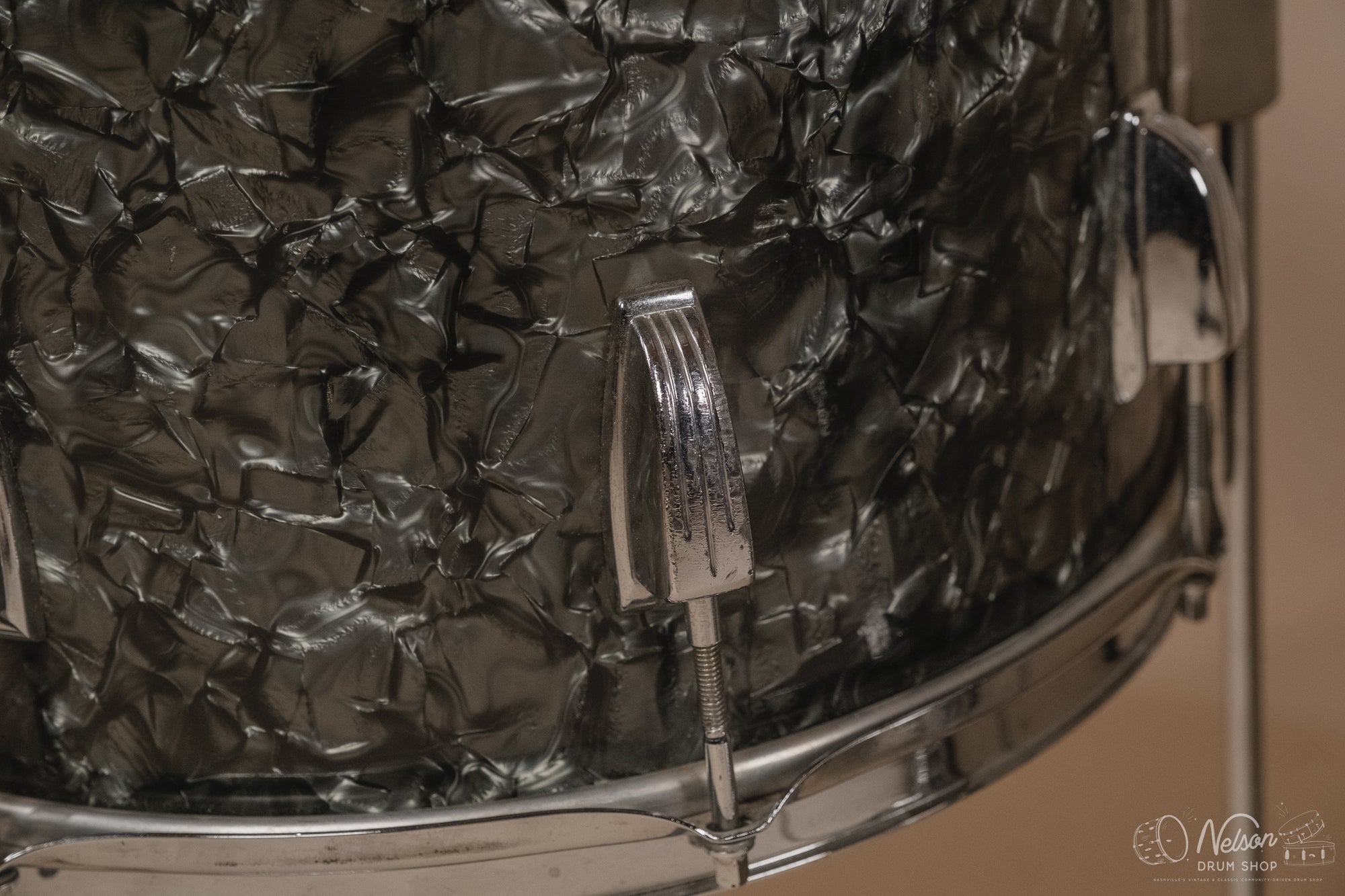 1960s Ludwig 'Downbeat' in Black Diamond Pearl - 14x20, 14x14, 8x12