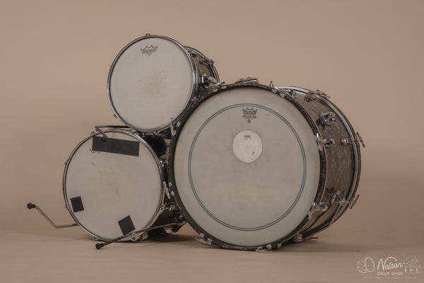 1960s Ludwig 'Downbeat' in Black Diamond Pearl - 14x20, 14x14, 8x12