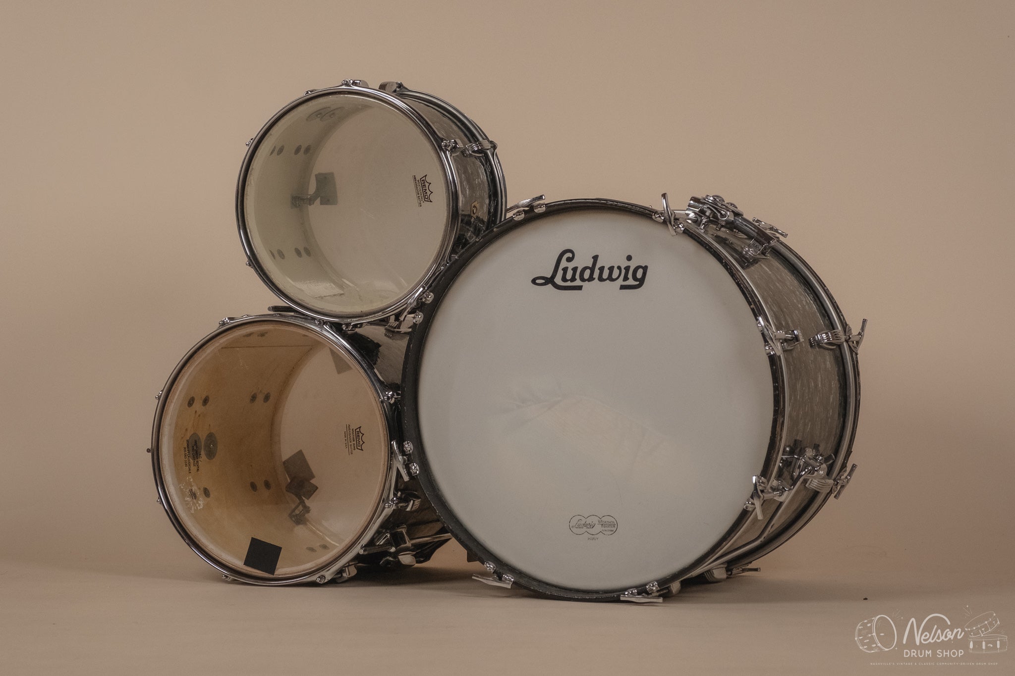 1960s Ludwig 'Downbeat' in Black Diamond Pearl - 14x20, 14x14