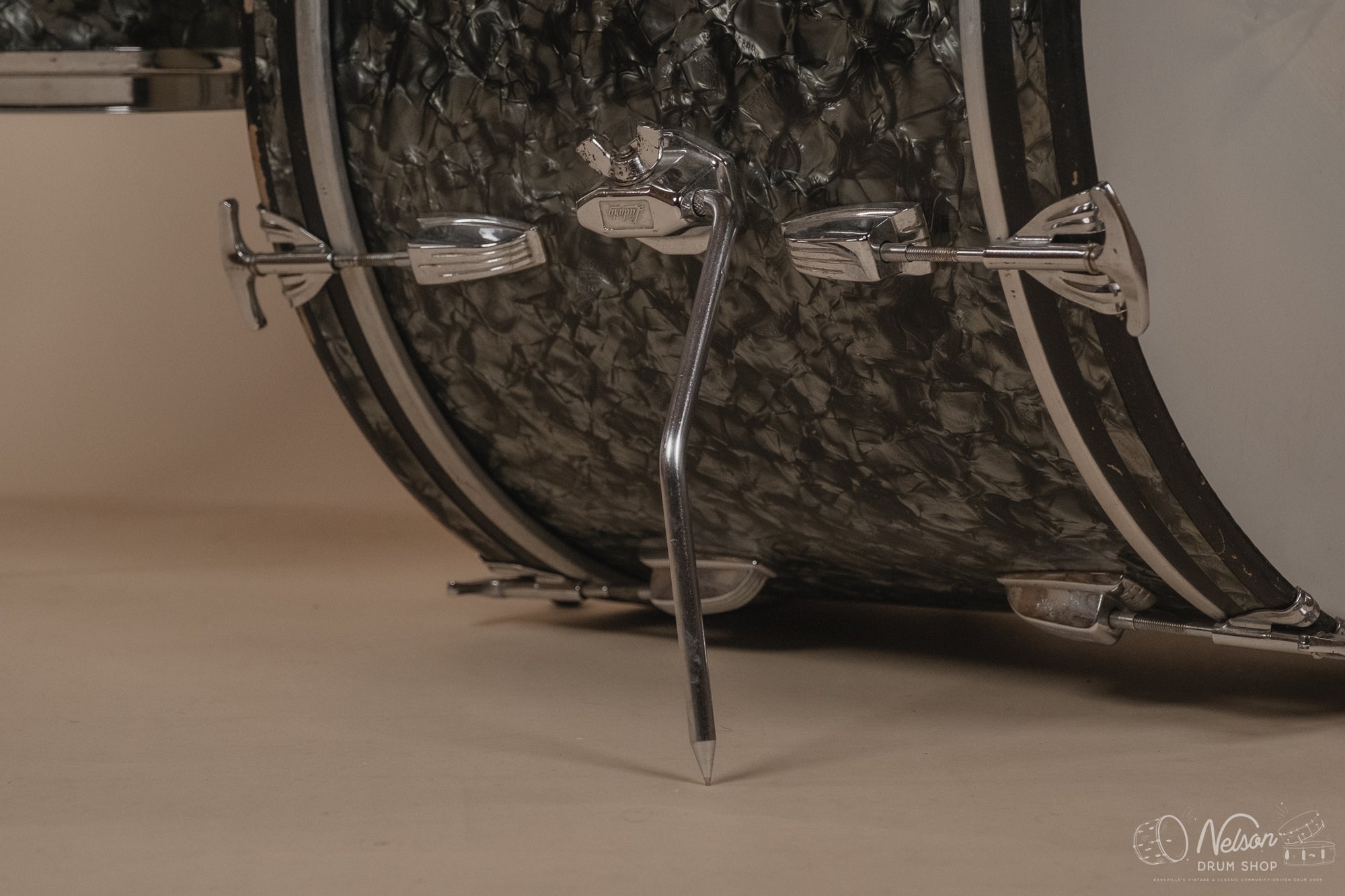 1960s Ludwig 'Downbeat' in Black Diamond Pearl - 14x20, 14x14, 8x12