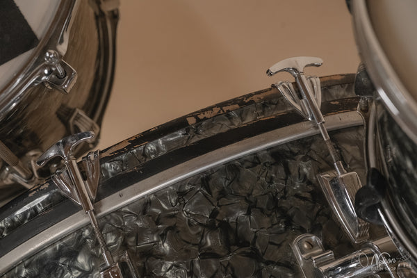 1960s Ludwig 'Downbeat' in Black Diamond Pearl - 14x20, 14x14, 8x12