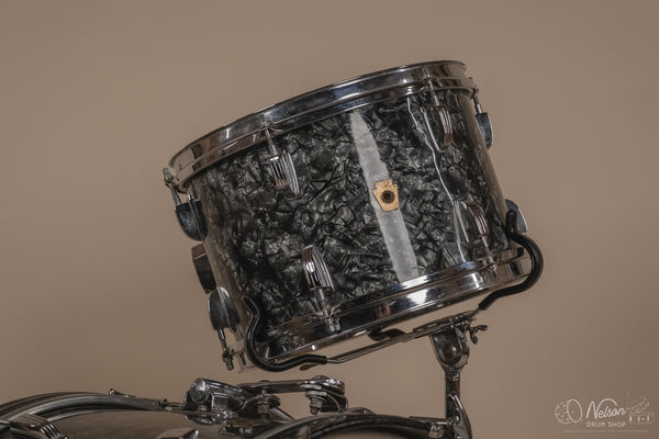1960s Ludwig 'Downbeat' in Black Diamond Pearl - 14x20, 14x14, 8x12