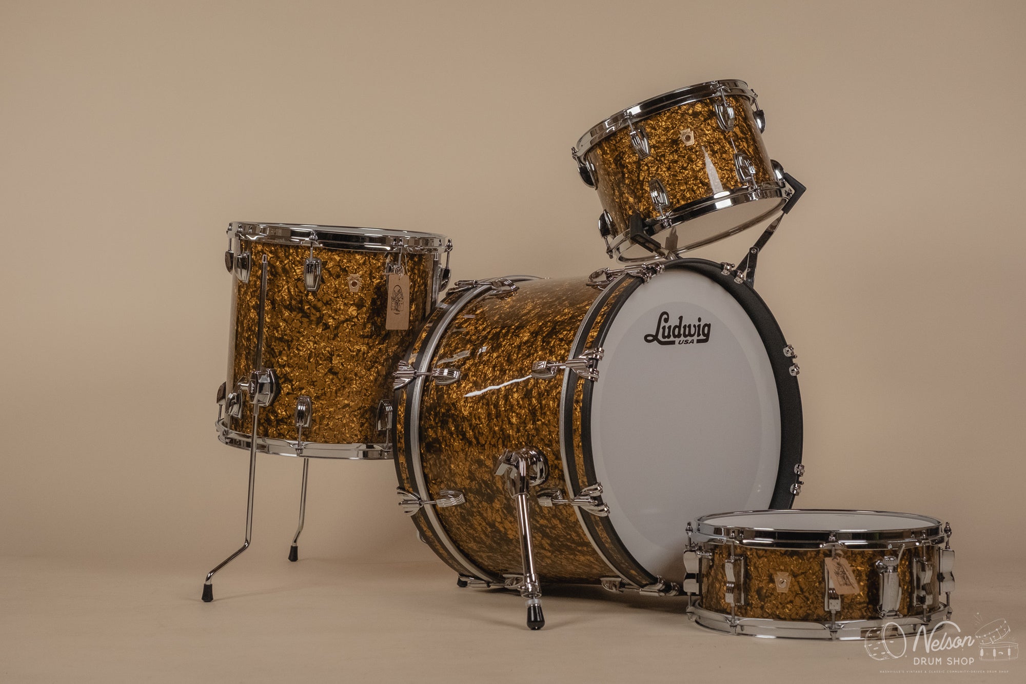 Ludwig Legacy Mahogany 'Downbeat' in Butterscotch Pearl - 14x20, 14x14, 8x12