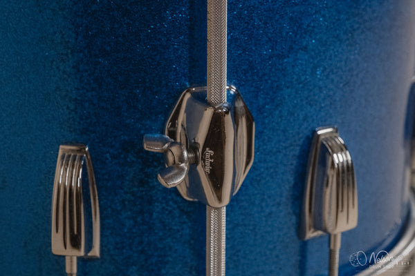 1960s Ludwig 'Downbeat' in Blue Sparkle - 14x20, 14x14, 8x12