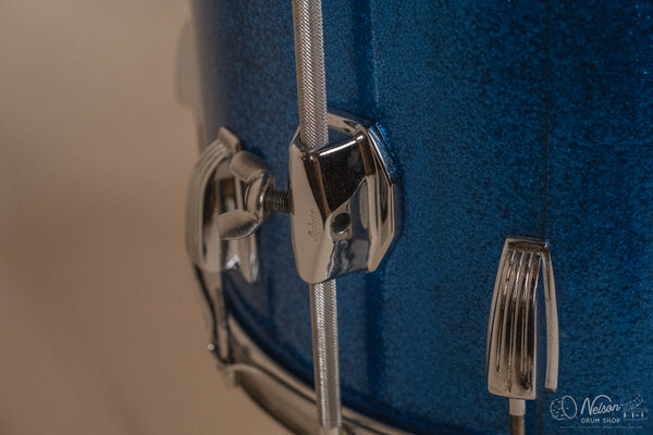 1960s Ludwig 'Downbeat' in Blue Sparkle - 14x20, 14x14, 8x12