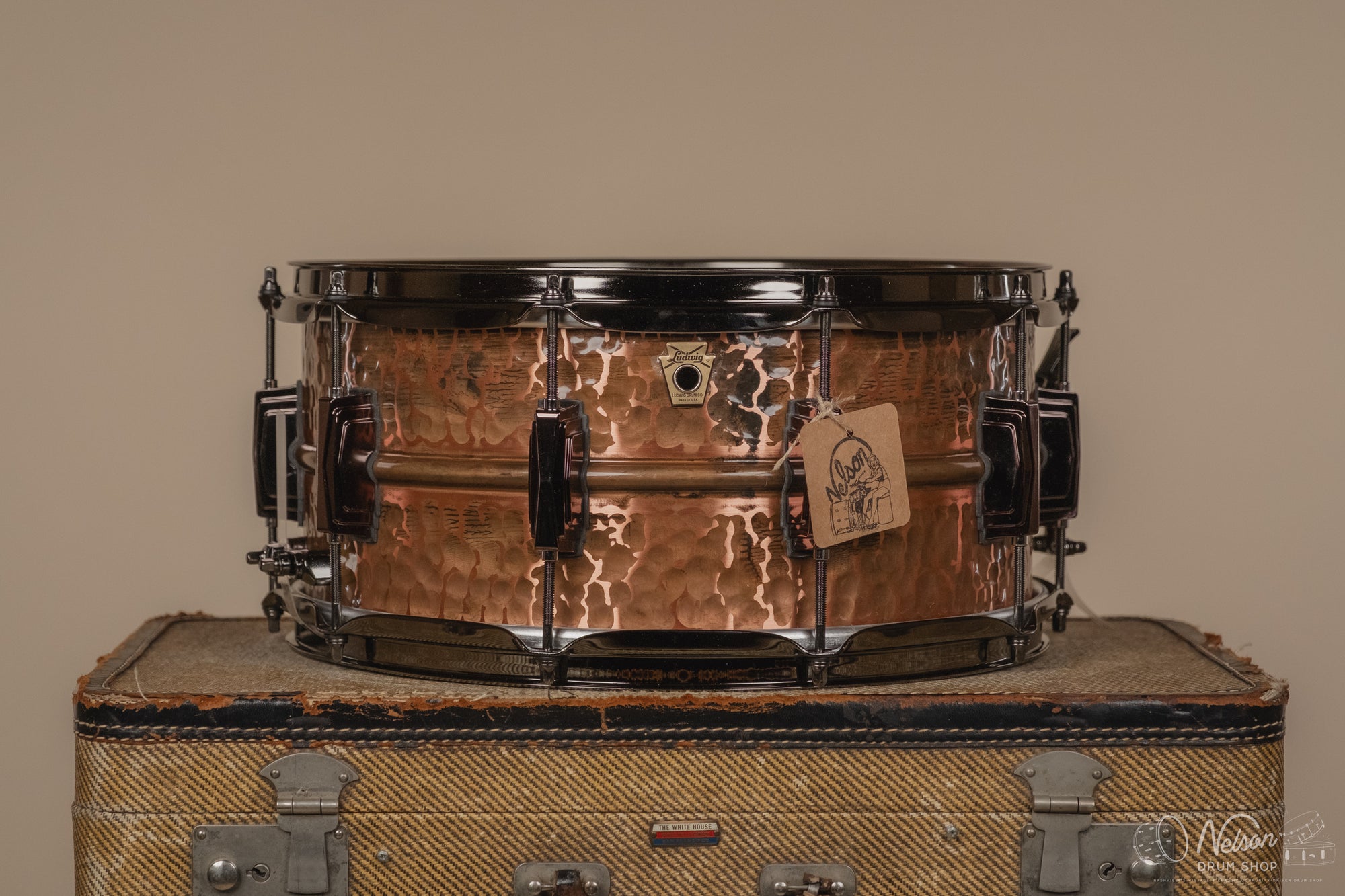 Ludwig Hammered Raw 'Copper-Phonic' w/ Black Nickel Hardware - 6.5x14