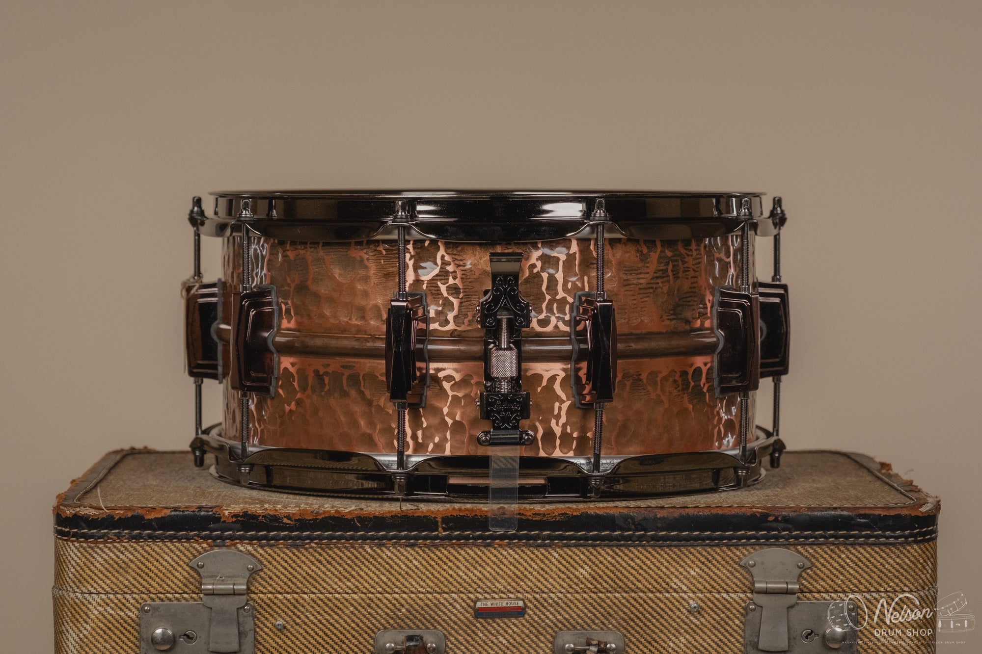 Ludwig Hammered Raw 'Copper-Phonic' w/ Black Nickel Hardware - 6.5x14