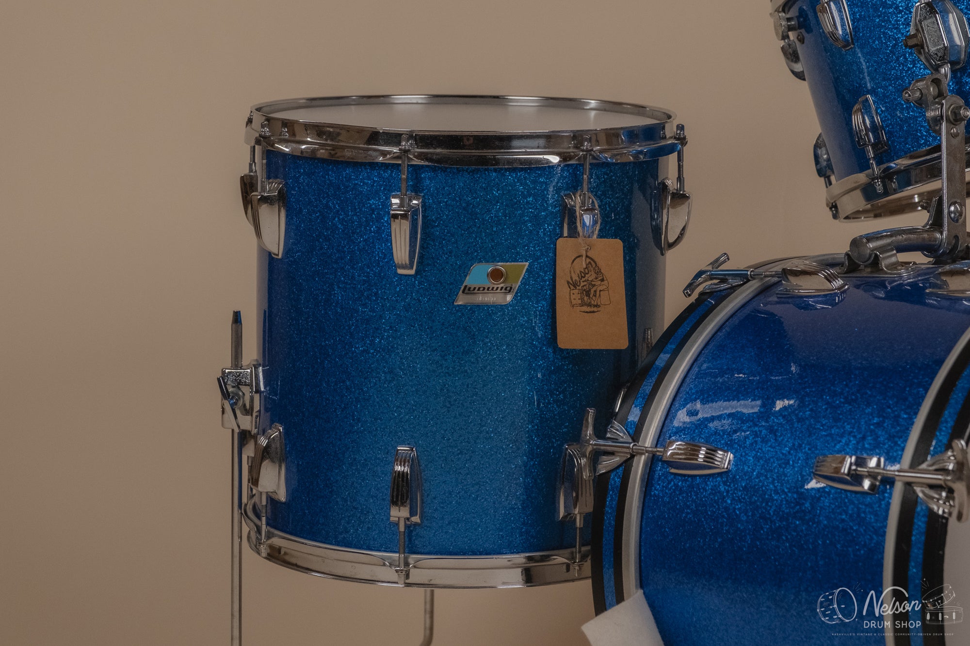 1970s Ludwig 'Jazzette' in Re-wrapped Blue Sparkle - 8x12, 14x14, 12x18