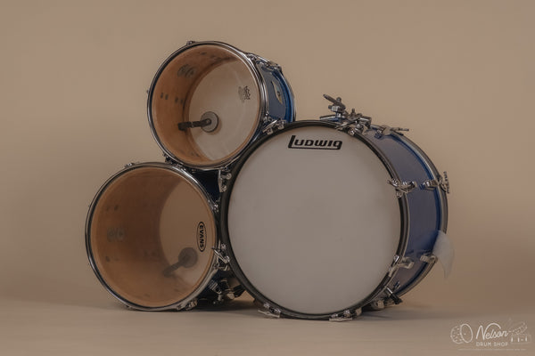 1970s Ludwig 'Jazzette' in Re-wrapped Blue Sparkle - 8x12, 14x14, 12x18