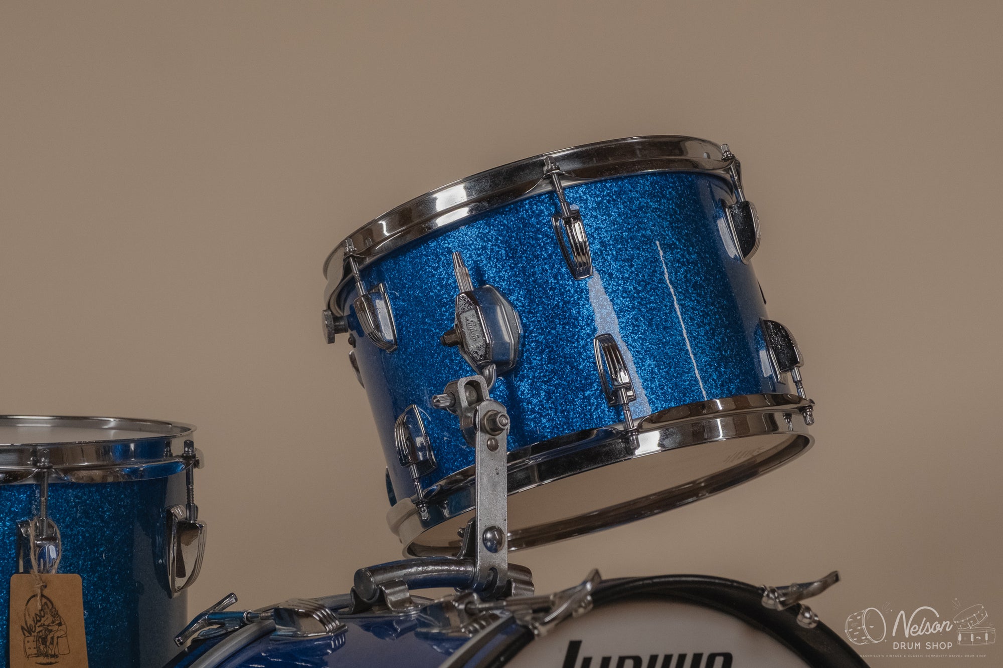 1970s Ludwig 'Jazzette' in Re-wrapped Blue Sparkle - 8x12, 14x14, 12x18
