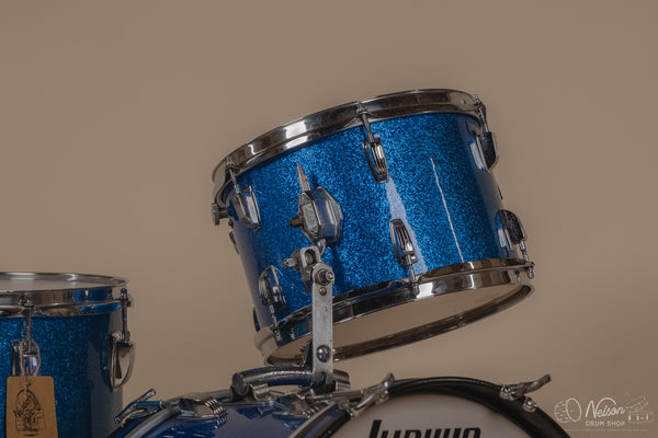 1970s Ludwig 'Jazzette' in Re-wrapped Blue Sparkle - 8x12, 14x14, 12x18