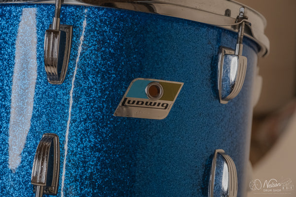 1970s Ludwig 'Jazzette' in Re-wrapped Blue Sparkle - 8x12, 14x14, 12x18