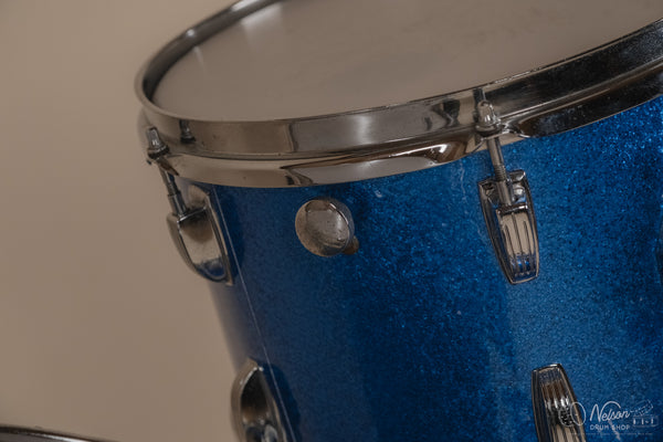 1970s Ludwig 'Jazzette' in Re-wrapped Blue Sparkle - 8x12, 14x14, 12x18
