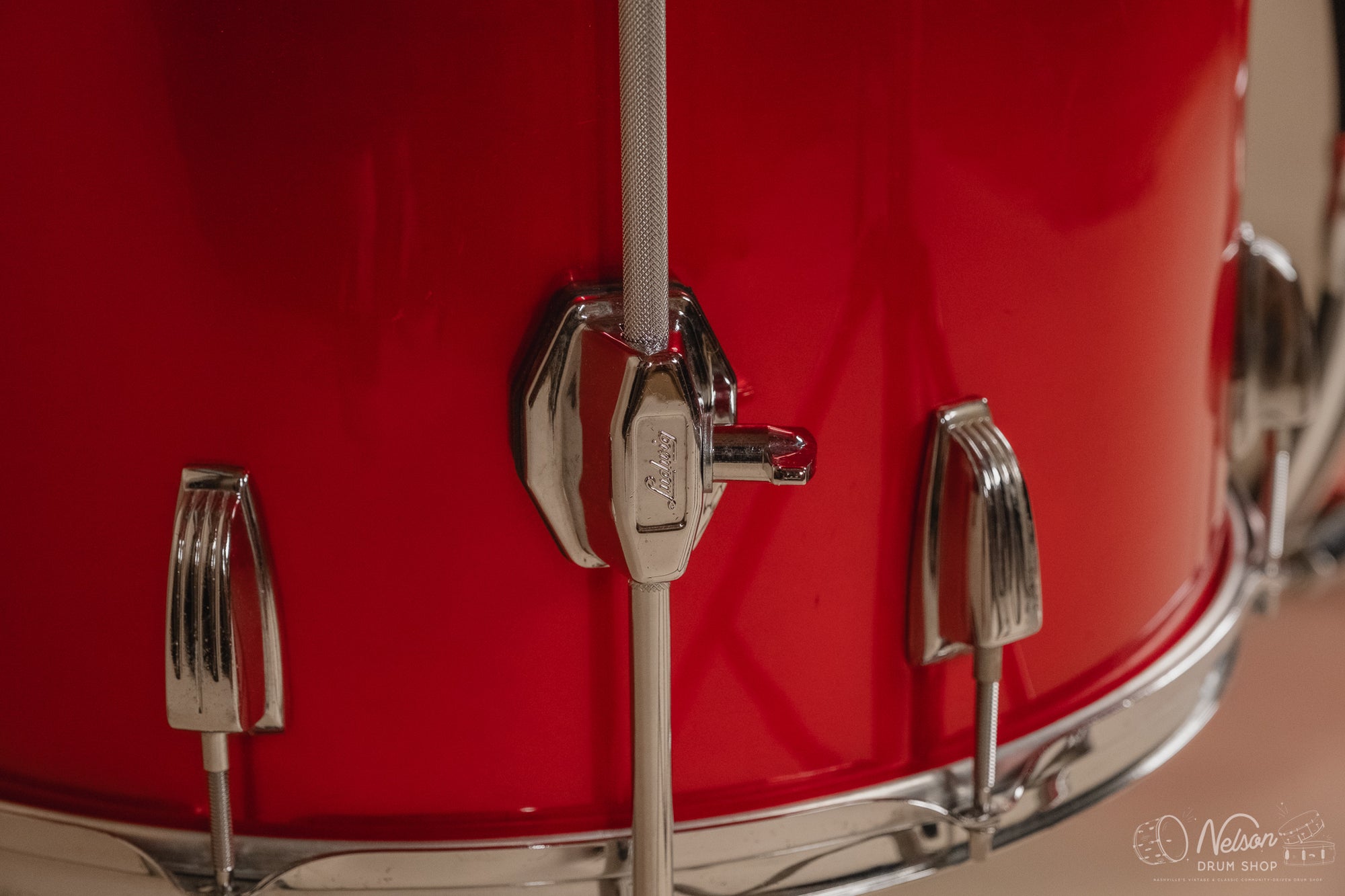 1970s Ludwig 3ply 'Power Factory' in Red Silk - 6.5x10, 8x12, 9x13, 10x14, 12x15, 14x16, 16x18, 14x24