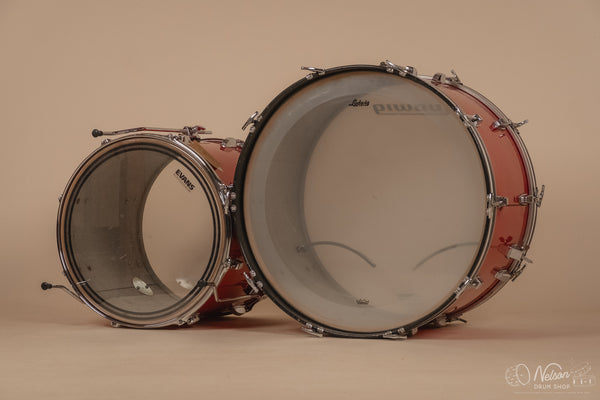 1970s Ludwig 3ply 'Power Factory' in Red Silk - 6.5x10, 8x12, 9x13, 10x14, 12x15, 14x16, 16x18, 14x24