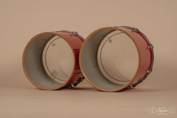 1970s Ludwig 3ply 'Power Factory' in Red Silk - 6.5x10, 8x12, 9x13, 10x14, 12x15, 14x16, 16x18, 14x24