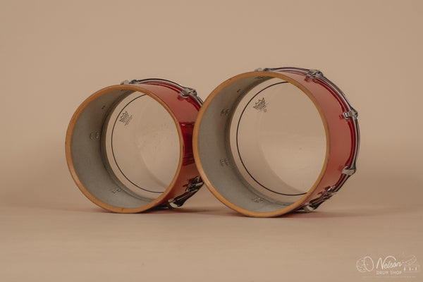 1970s Ludwig 3ply 'Power Factory' in Red Silk - 6.5x10, 8x12, 9x13, 10x14, 12x15, 14x16, 16x18, 14x24