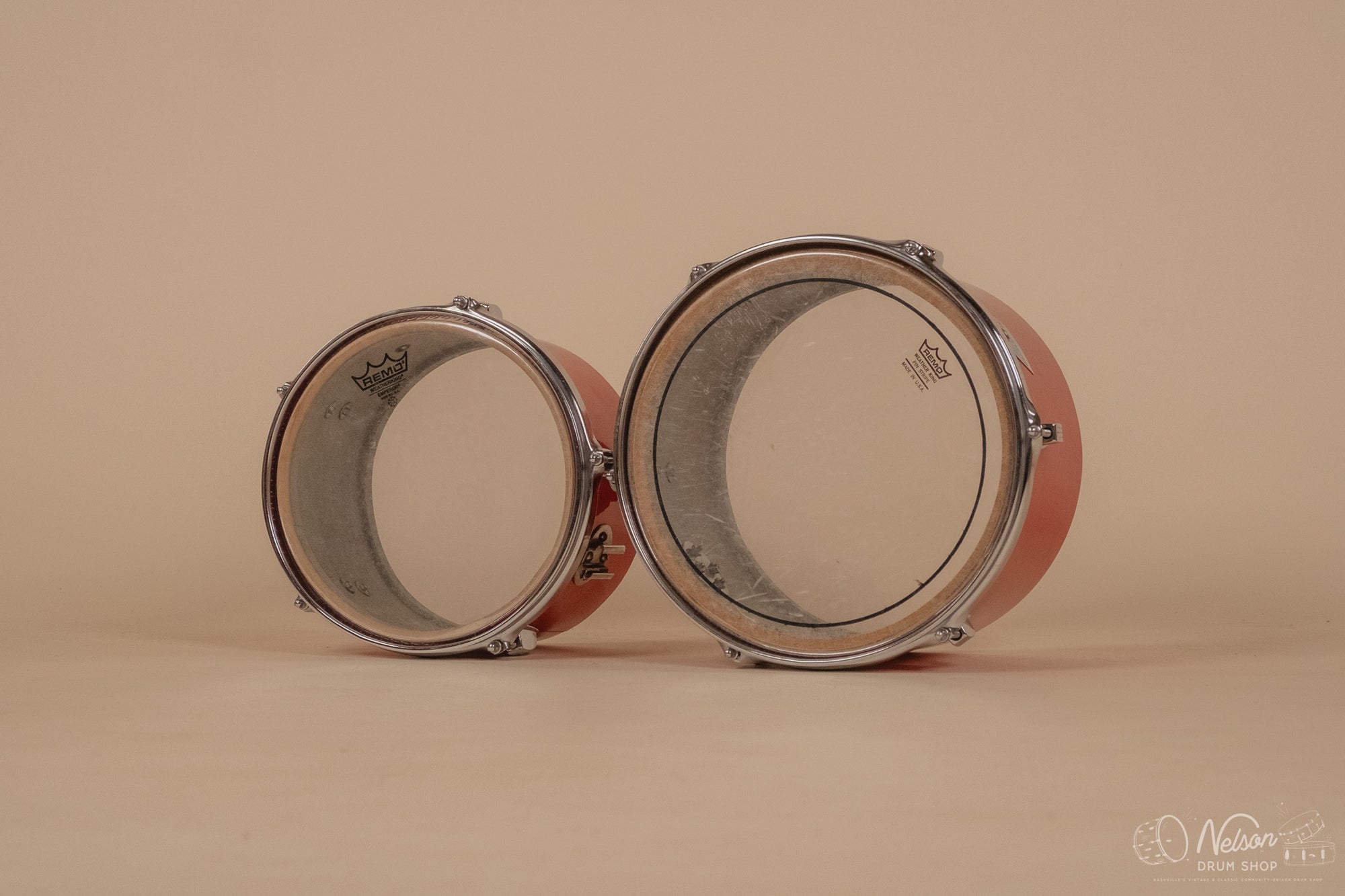 1970s Ludwig 3ply 'Power Factory' in Red Silk - 6.5x10, 8x12, 9x13, 10x14, 12x15, 14x16, 16x18, 14x24