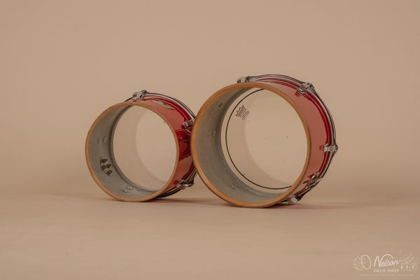 1970s Ludwig 3ply 'Power Factory' in Red Silk - 6.5x10, 8x12, 9x13, 10x14, 12x15, 14x16, 16x18, 14x24