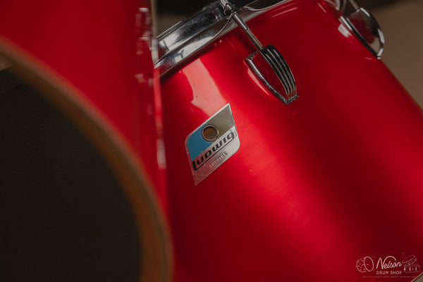 1970s Ludwig 3ply 'Power Factory' in Red Silk - 6.5x10, 8x12, 9x13, 10x14, 12x15, 14x16, 16x18, 14x24
