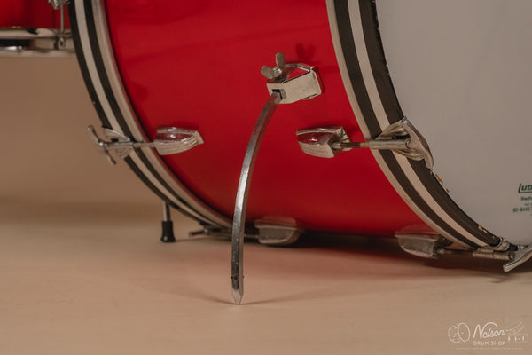 1970s Ludwig 3ply 'Power Factory' in Red Silk - 6.5x10, 8x12, 9x13, 10x14, 12x15, 14x16, 16x18, 14x24