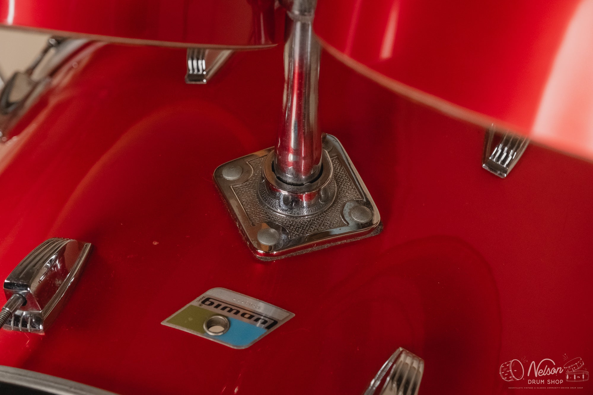 1970s Ludwig 3ply 'Power Factory' in Red Silk - 6.5x10, 8x12, 9x13, 10x14, 12x15, 14x16, 16x18, 14x24