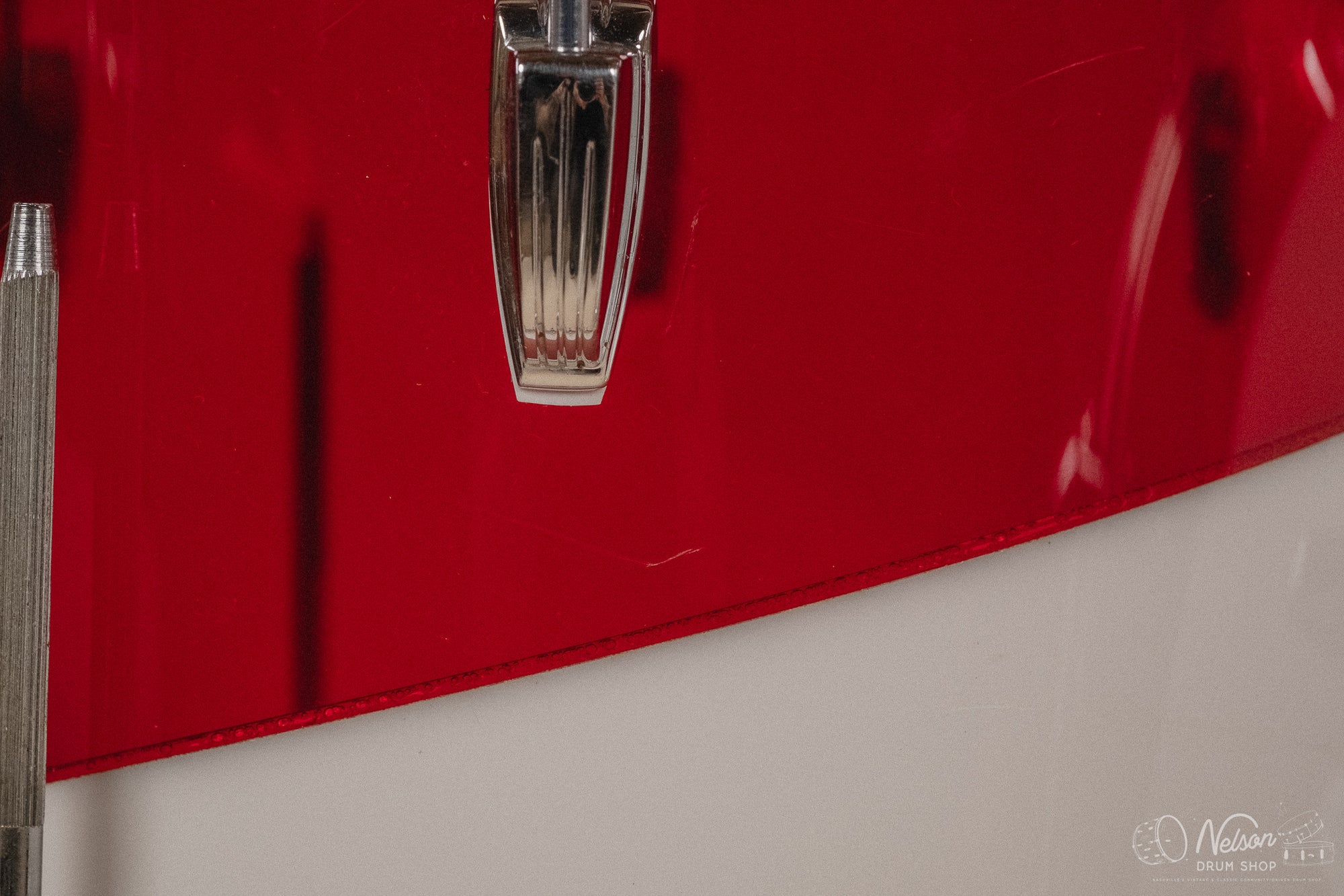 1970s Ludwig Vistalite 'Quadraplus' Pattern E in Red/White - 14x22, 9x13ct, 10x14ct, 12x15ct, 14x16ct, 16x18, 5x14sn