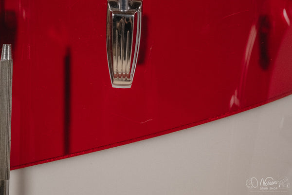 1970s Ludwig Vistalite 'Quadraplus' Pattern E in Red/White - 14x22, 9x13ct, 10x14ct, 12x15ct, 14x16ct, 16x18, 5x14sn