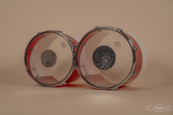 1970s Ludwig Vistalite 'Quadraplus' Pattern E in Red/White - 14x22, 9x13ct, 10x14ct, 12x15ct, 14x16ct, 16x18, 5x14sn