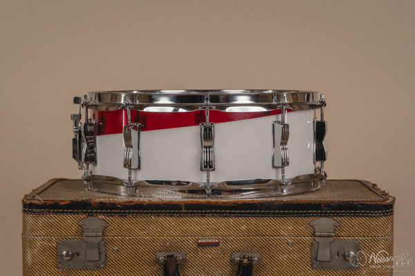1970s Ludwig Vistalite 'Quadraplus' Pattern E in Red/White - 14x22, 9x13ct, 10x14ct, 12x15ct, 14x16ct, 16x18, 5x14sn