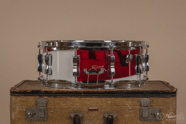 1970s Ludwig Vistalite 'Quadraplus' Pattern E in Red/White - 14x22, 9x13ct, 10x14ct, 12x15ct, 14x16ct, 16x18, 5x14sn