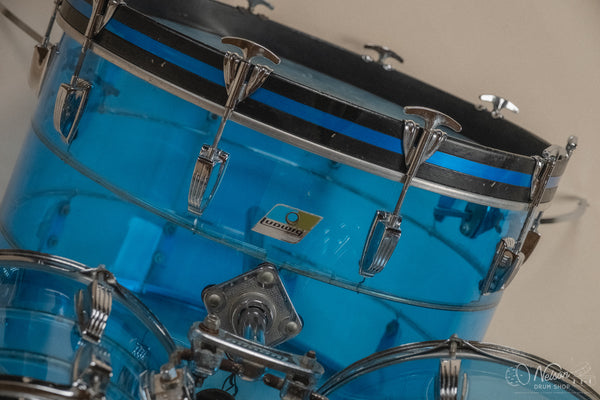 1970s Ludwig Vistalite Tivoli Pattern A 'Big Beat' in Blue/Blue/Blue - 14x22, 16x16, 9x13, 8x12, 5x14sn