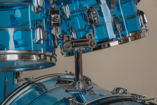 1970s Ludwig Vistalite Tivoli Pattern A 'Big Beat' in Blue/Blue/Blue - 14x22, 16x16, 9x13, 8x12, 5x14sn