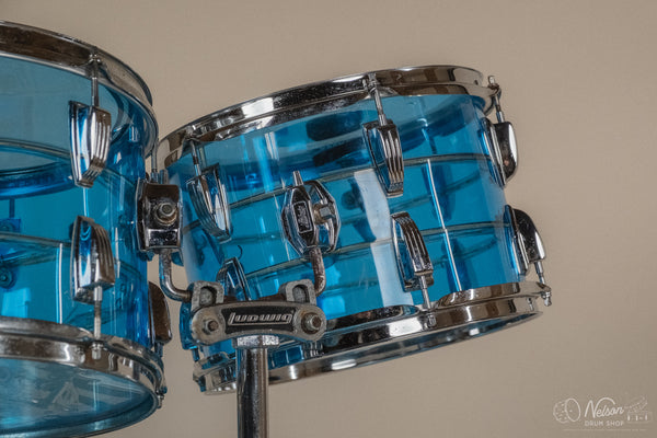 1970s Ludwig Vistalite Tivoli Pattern A 'Big Beat' in Blue/Blue/Blue - 14x22, 16x16, 9x13, 8x12, 5x14sn