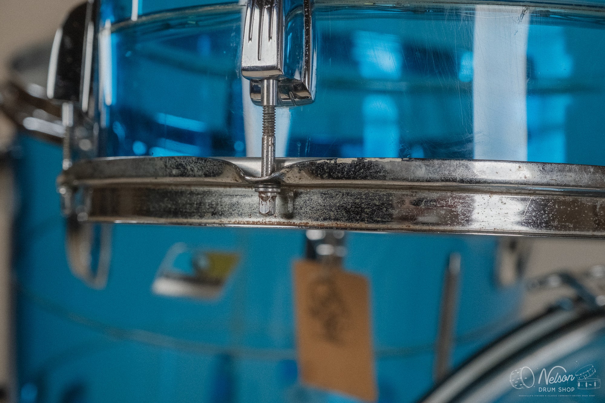 1970s Ludwig Vistalite Tivoli Pattern A 'Big Beat' in Blue/Blue/Blue - 14x22, 16x16, 9x13, 8x12, 5x14sn