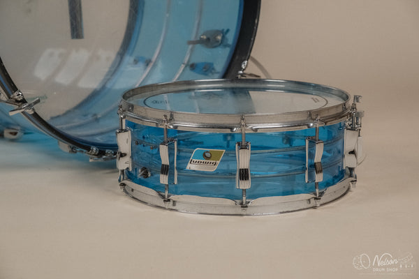 1970s Ludwig Vistalite Tivoli Pattern A 'Big Beat' in Blue/Blue/Blue - 14x22, 16x16, 9x13, 8x12, 5x14sn