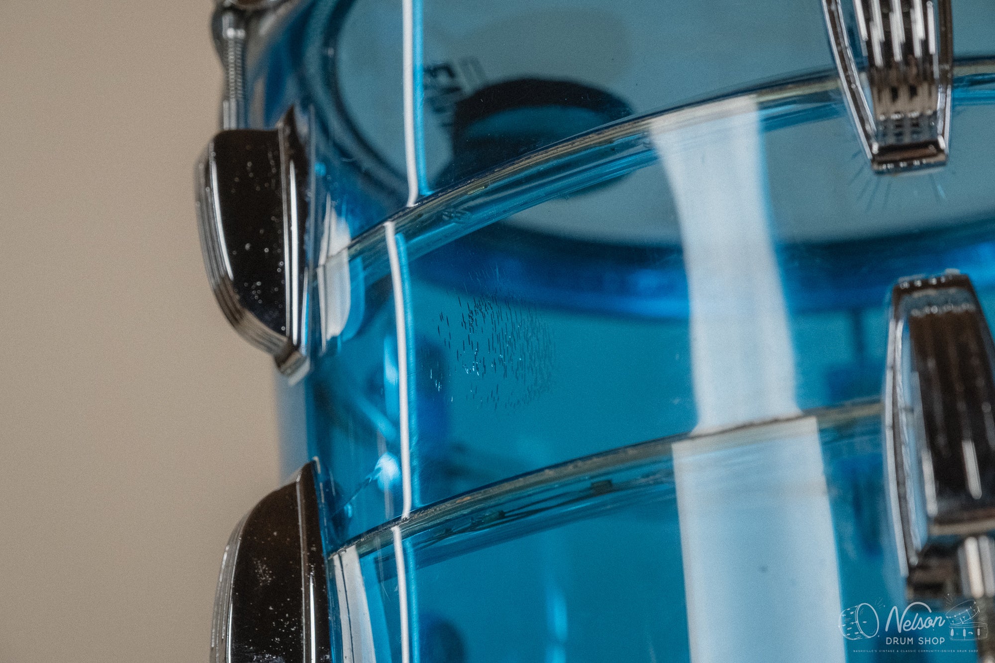 1970s Ludwig Vistalite Tivoli Pattern A 'Big Beat' in Blue/Blue/Blue - 14x22, 16x16, 9x13, 8x12, 5x14sn