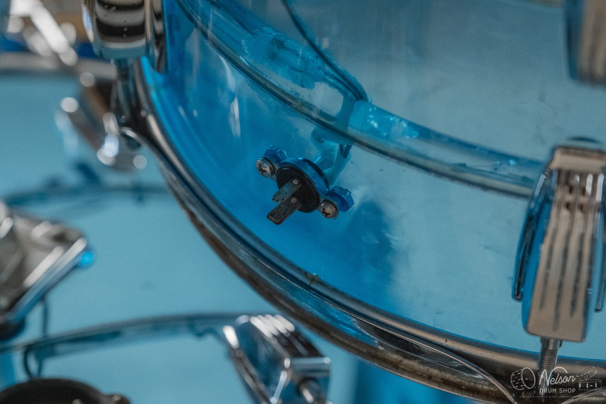 1970s Ludwig Vistalite Tivoli Pattern A 'Big Beat' in Blue/Blue/Blue - 14x22, 16x16, 9x13, 8x12, 5x14sn