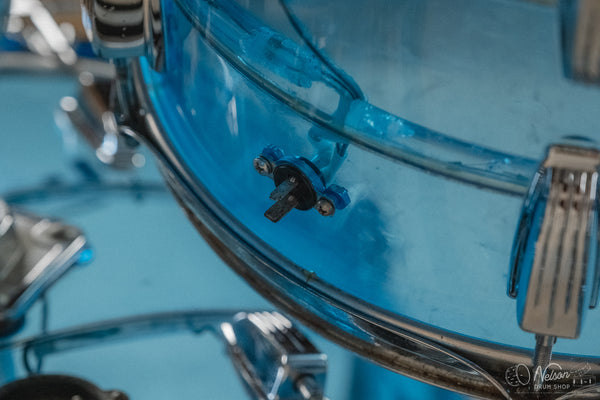 1970s Ludwig Vistalite Tivoli Pattern A 'Big Beat' in Blue/Blue/Blue - 14x22, 16x16, 9x13, 8x12, 5x14sn