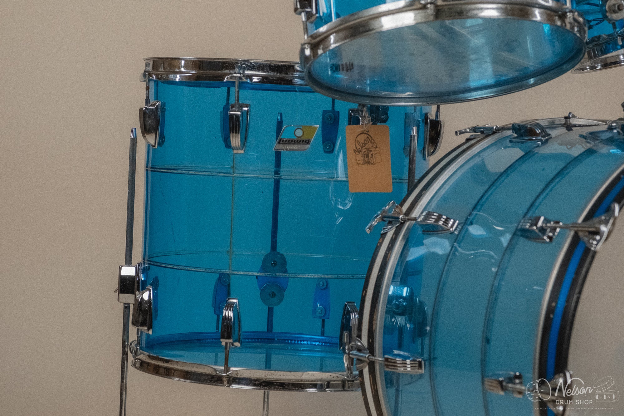 1970s Ludwig Vistalite Tivoli Pattern A 'Big Beat' in Blue/Blue/Blue - 14x22, 16x16, 9x13, 8x12, 5x14sn