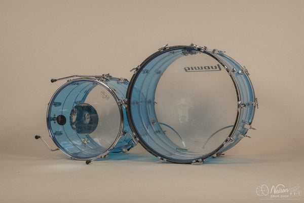 1970s Ludwig Vistalite Tivoli Pattern A 'Big Beat' in Blue/Blue/Blue - 14x22, 16x16, 9x13, 8x12, 5x14sn