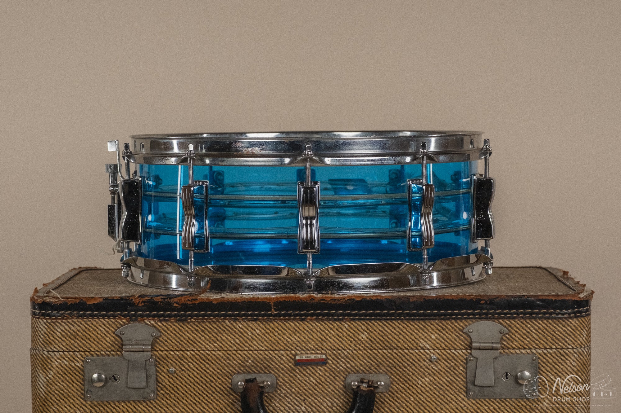 1970s Ludwig Vistalite Tivoli Pattern A 'Big Beat' in Blue/Blue/Blue - 14x22, 16x16, 9x13, 8x12, 5x14sn