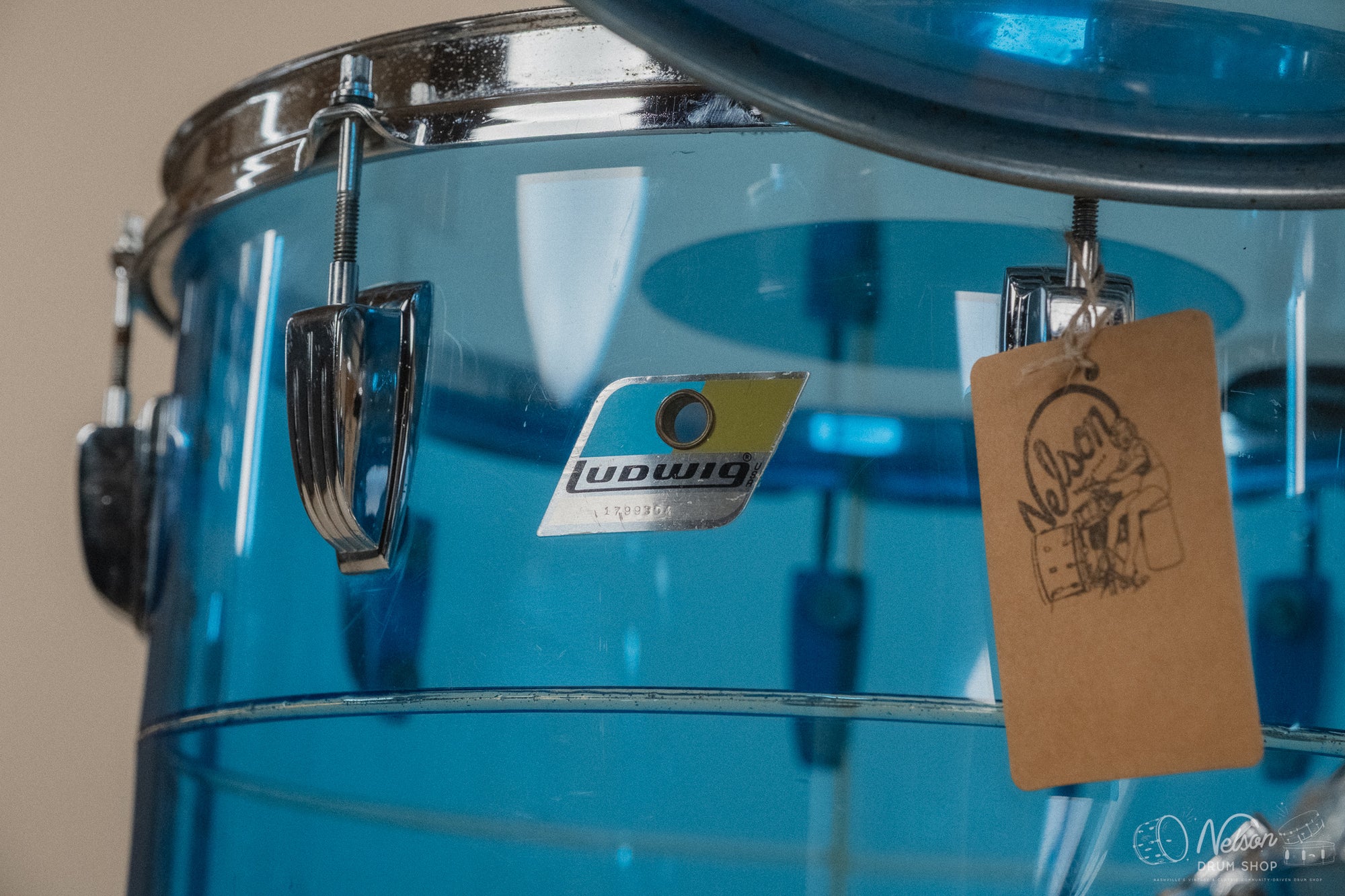 1970s Ludwig Vistalite Tivoli Pattern A 'Big Beat' in Blue/Blue/Blue - 14x22, 16x16, 9x13, 8x12, 5x14sn