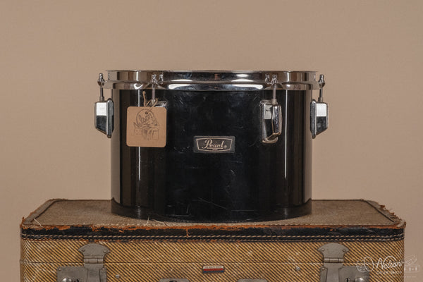1970's Pearl Fiberglass Concert Tom Set in Black Gloss w/ Stands - 6, 8, 10, 12, 13, 14, 15, 16