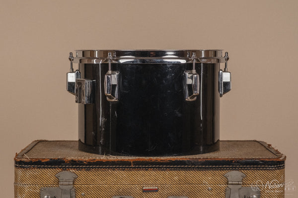 1970's Pearl Fiberglass Concert Tom Set in Black Gloss w/ Stands - 6, 8, 10, 12, 13, 14, 15, 16