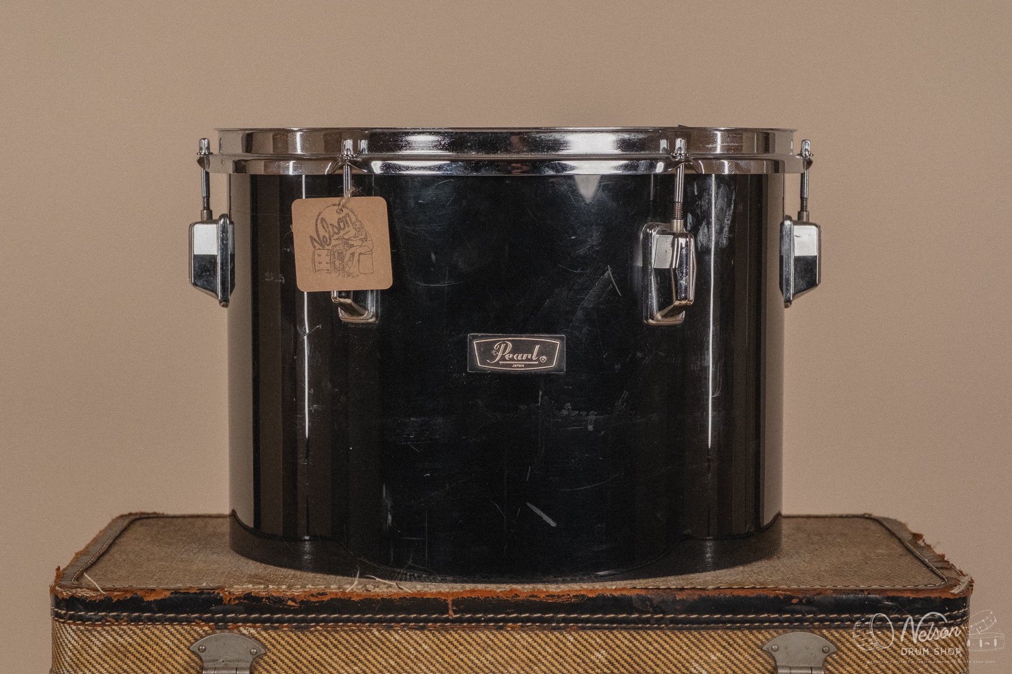 1970's Pearl Fiberglass Concert Tom Set in Black Gloss w/ Stands - 6, 8, 10, 12, 13, 14, 15, 16