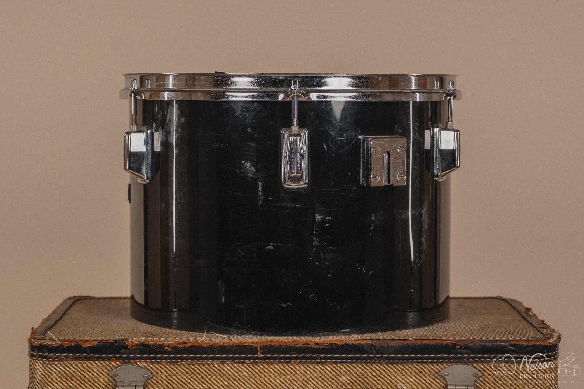 1970's Pearl Fiberglass Concert Tom Set in Black Gloss w/ Stands - 6, 8, 10, 12, 13, 14, 15, 16