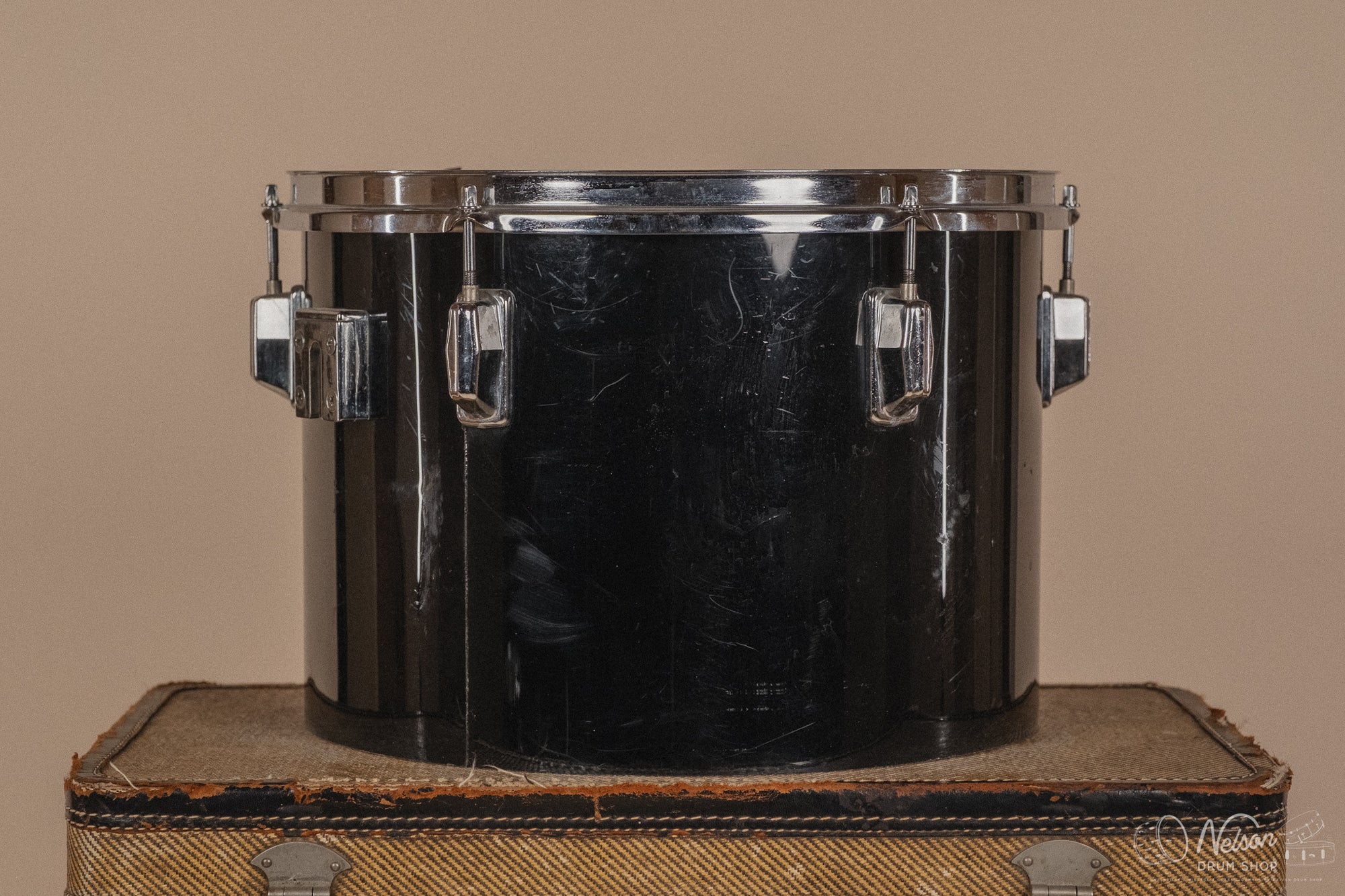 1970's Pearl Fiberglass Concert Tom Set in Black Gloss w/ Stands - 6, 8, 10, 12, 13, 14, 15, 16