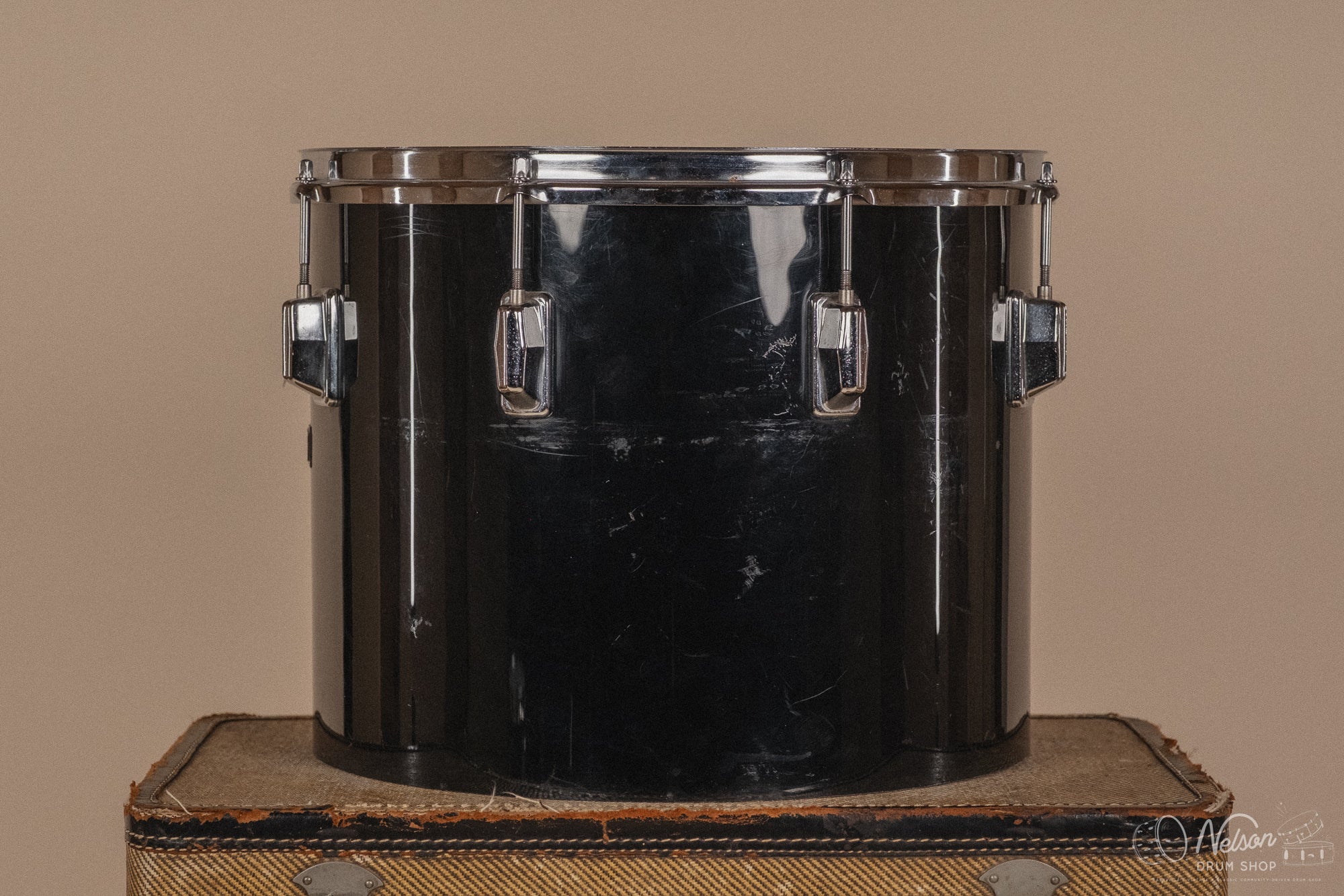 1970's Pearl Fiberglass Concert Tom Set in Black Gloss w/ Stands - 6, 8, 10, 12, 13, 14, 15, 16